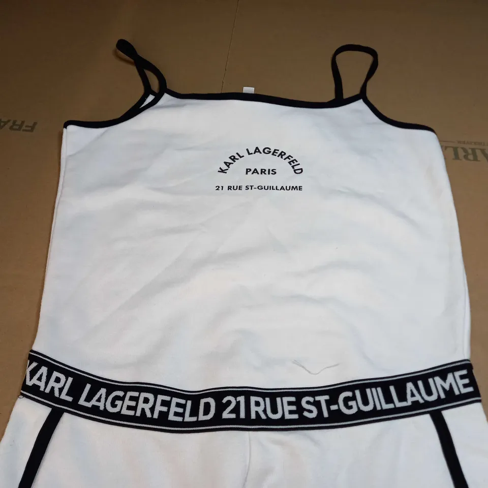 KARL LAGERFIELD GIRLS LOGO PLAYSUIT IN WHITE - SIZE 14