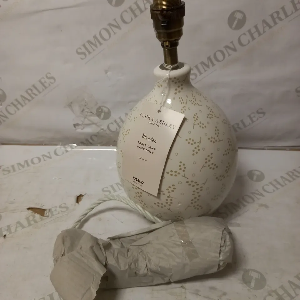 LAURA ASHLEY BREEDEN TABLE LAMP BASE ONLY, CREAM