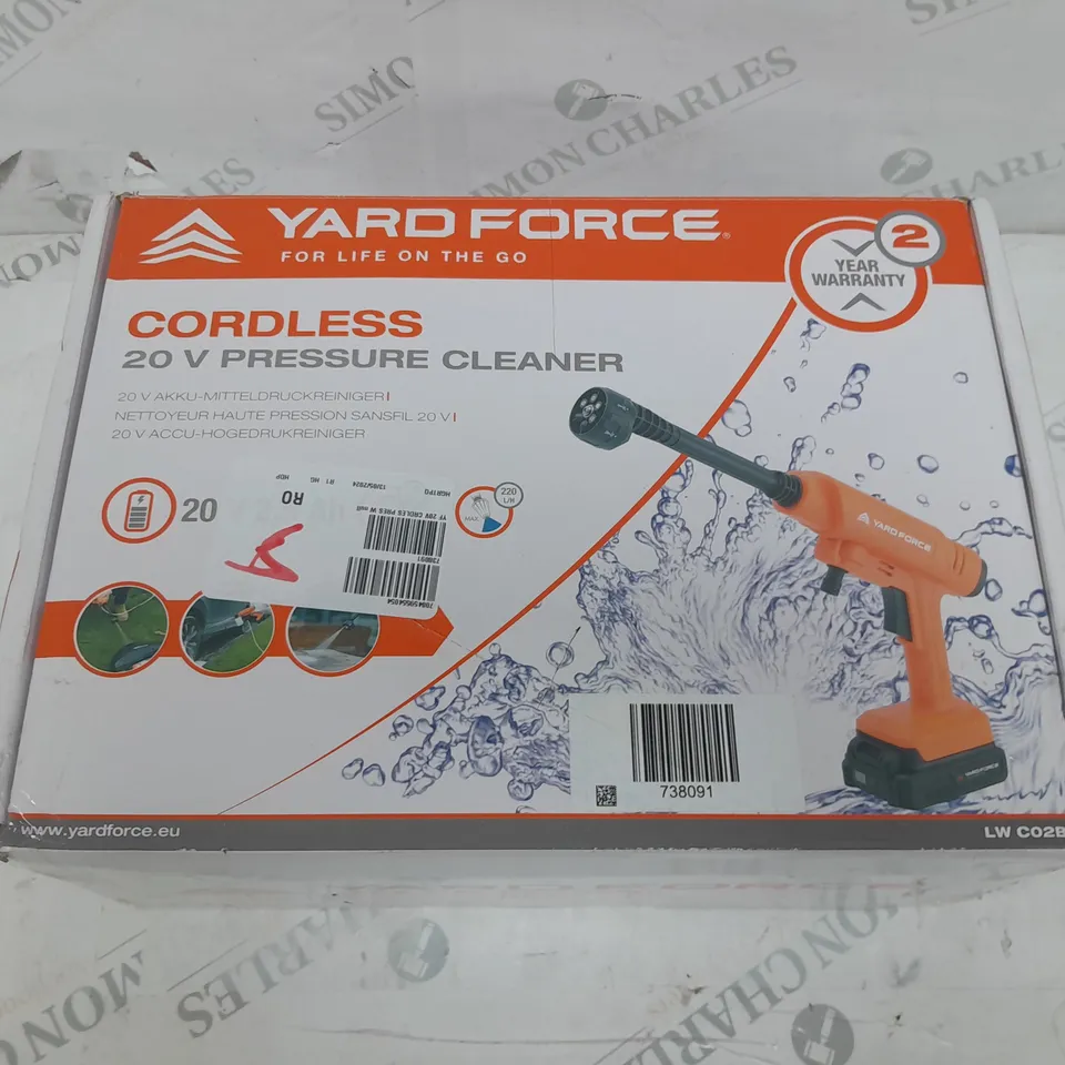 YARD FORCE 20V CORDLESS PRESSURE WASHER