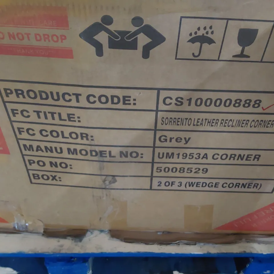 TWO CORNER SECTIONS, SORRENTO GREY LEATHER & GREY FABRIC