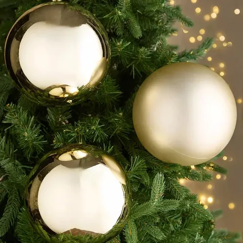 3 JUMBO BAUBLES 20CM IN GOLD 