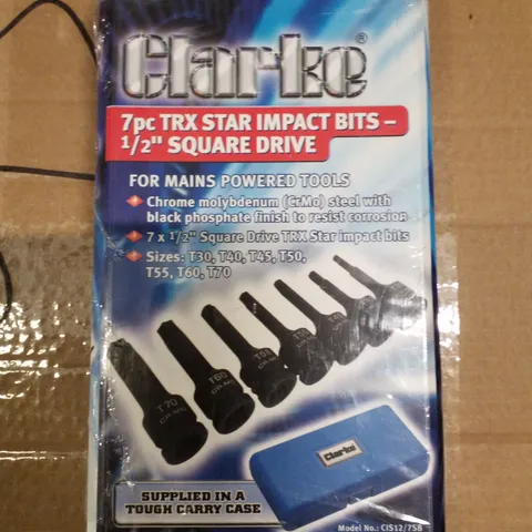 BOXED CLARKE CIS12/7SB 7 PIECE ½” SQUARE DRIVE TRX STAR IMPACT SOCKETS 