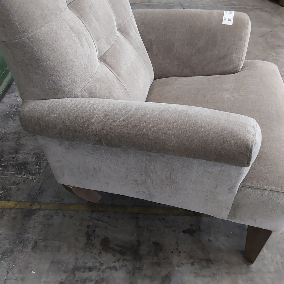 QUALITY BRITISH DESIGNER LOUNGE Co. EASY CHAIR FAWN PLUSH FABRIC 