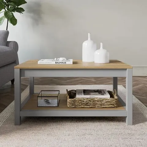 BOXED OLNEY COFFEE TABLE WITH SHELF, STONE (1 BOX)