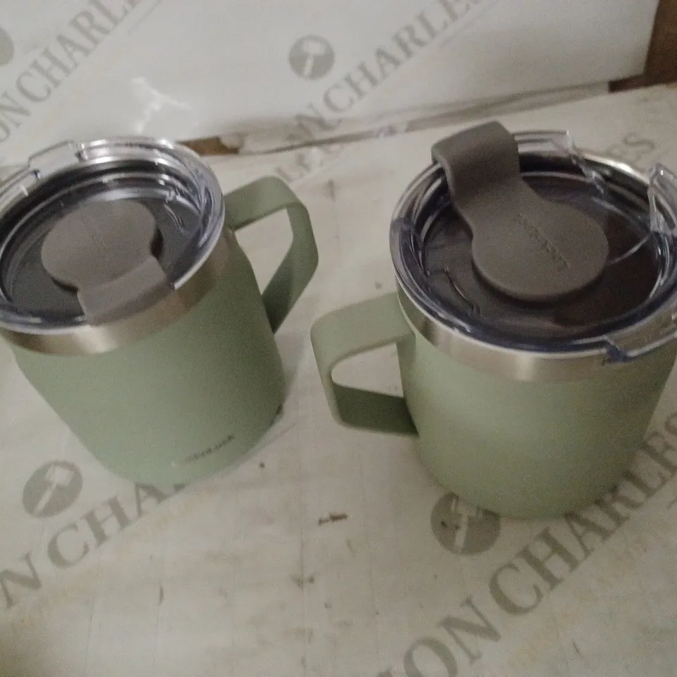 LOCK & LOCK SET OF INSULATED STAINLESS STEEL MUGS - SAGE