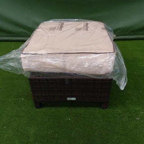 DESIGNER CHOCOLATE MIX RATTAN STOOL WITH CUSHION