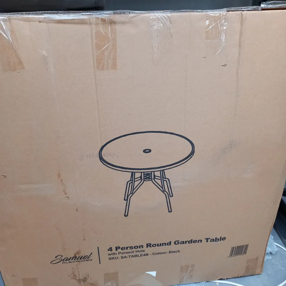 BOXED 4 PERSON ROUND GARDEN TABLE - COLLECTION ONLY