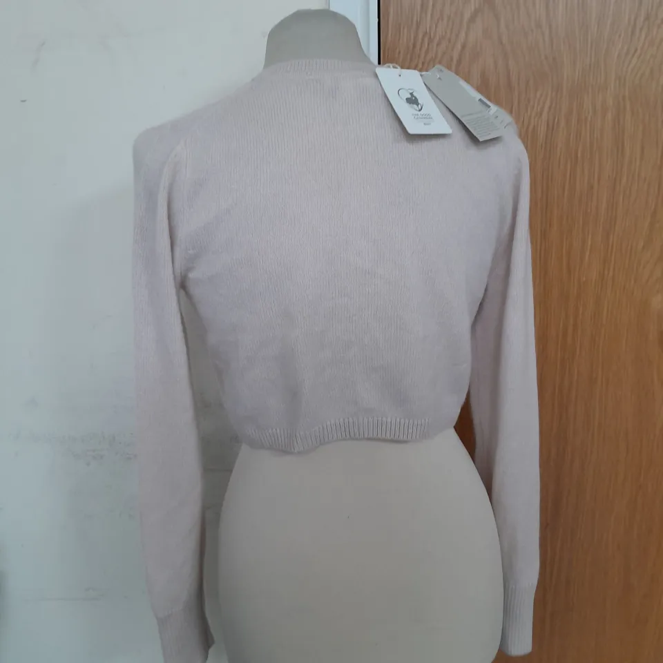 BODEN 100% CASHMERE CROPPED BUTTON UP CARDIGAN IN PALE PINK SIZE XS