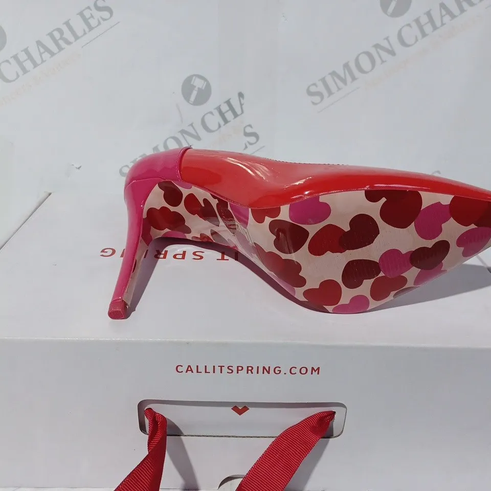 BOXED CALL IT SPRING BAE HEELS IN RED - SIZE 5