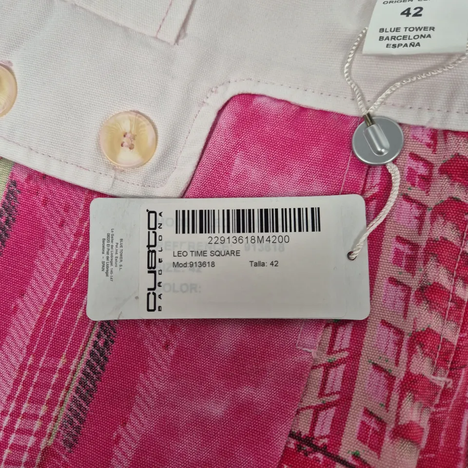 CUSTO BARCELONA WOMEN'S COTTON SKIRT – PINK PATCHWORK, UK 14 (EU 42)