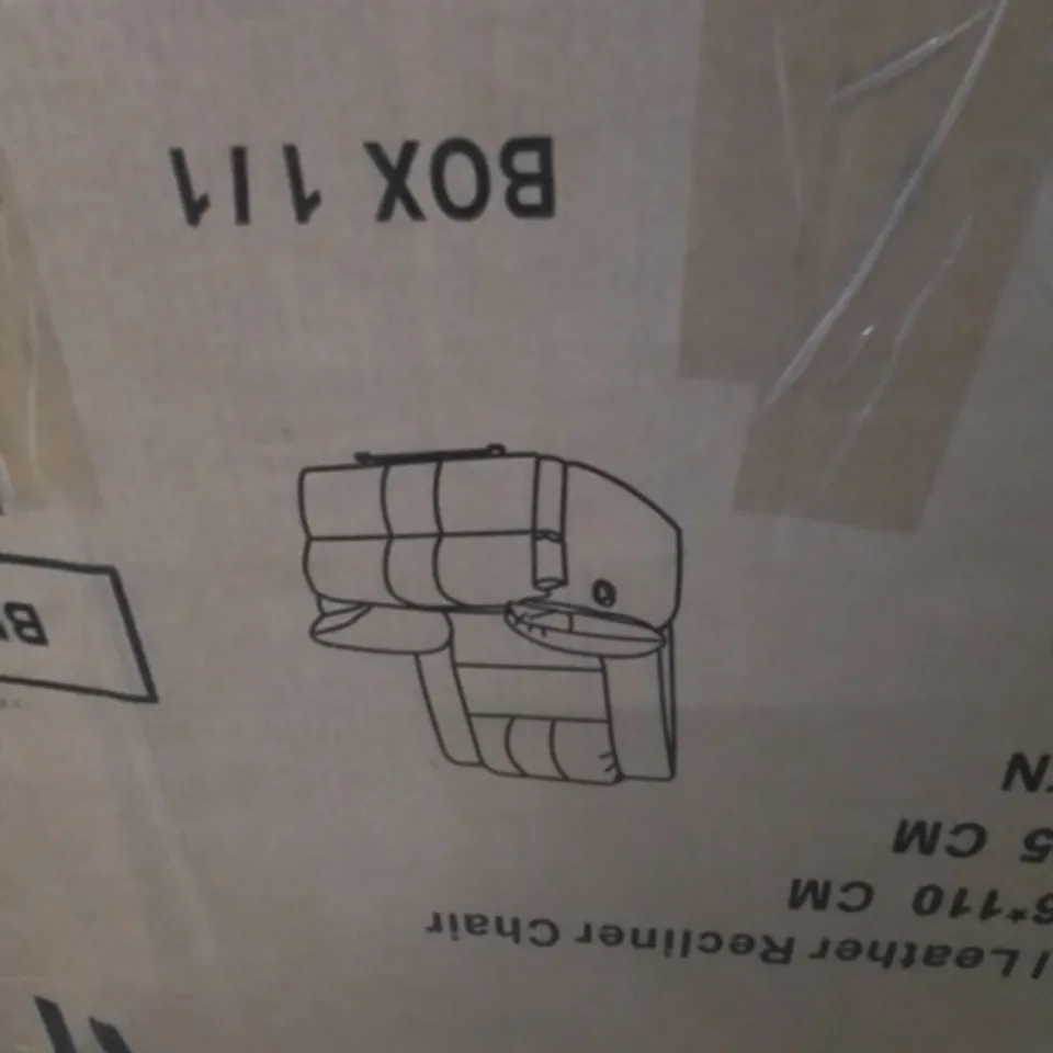 BOXED MANUAL LEATHER RECLINING CHAIR IN BLACK (1 BOX)