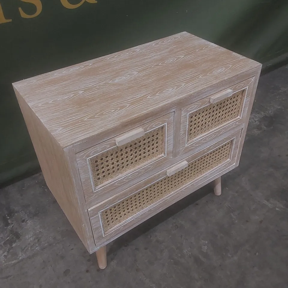 TOULOUSE WOOD AND RATTAN 3 DRAWER CABINET