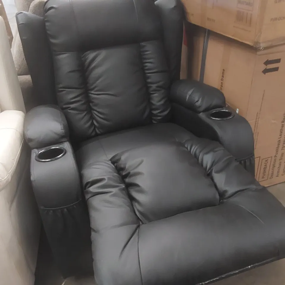 DESIGNER FAUX LEATHER UPHOLSTERED MANUAL RECLINING ARMCHAIR