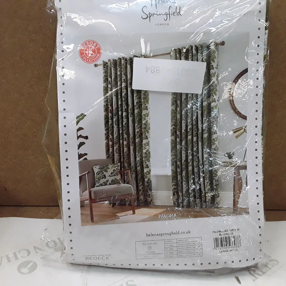 BRAND NEW HELENA SPRINGFIELD LINED CURTAINS - 167CM X 183CM (WILLOW)