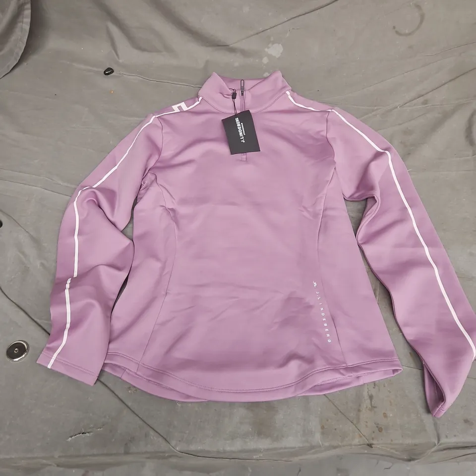 J. LINDEBERG LILAC ZIP-NECK TOP, LONG SLEEVE – SIZE M (WOMEN)