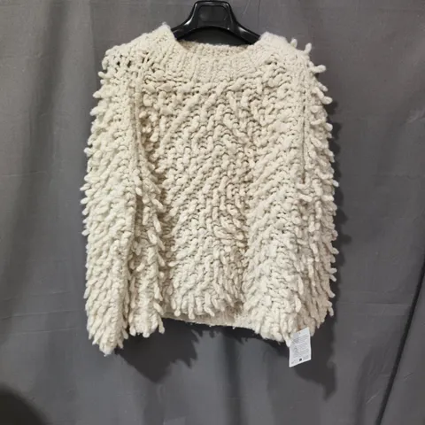 ARRANGE CREAM TEXTURED KNIT SWEATER – UK SIZE S
