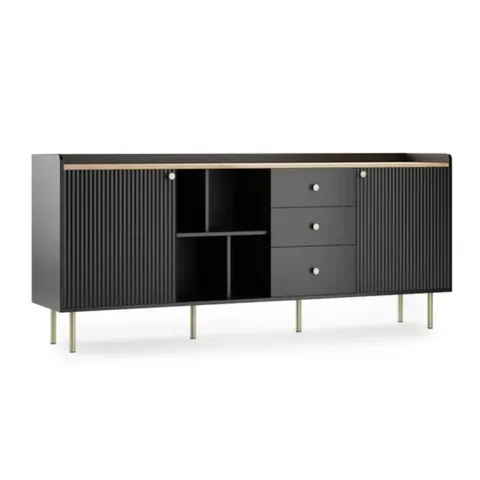 BOXED GEORGI EXTRA WIDE SIDEBOARD - BLACK (2 BOXES)