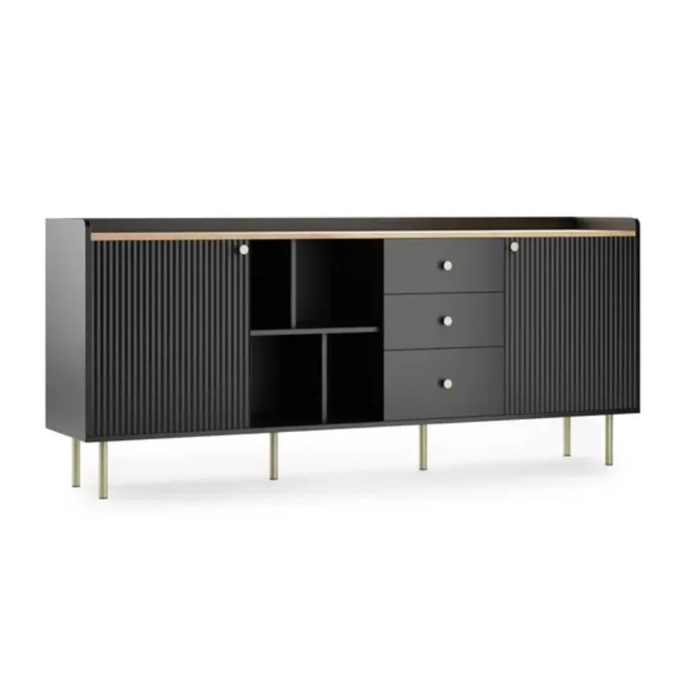 BOXED GEORGI EXTRA WIDE SIDEBOARD - BLACK (2 BOXES)