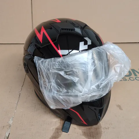 MOTORCYCLE HELMET DOT CERTIFIED – BLACK WITH RED GRAPHIC, SIZE L