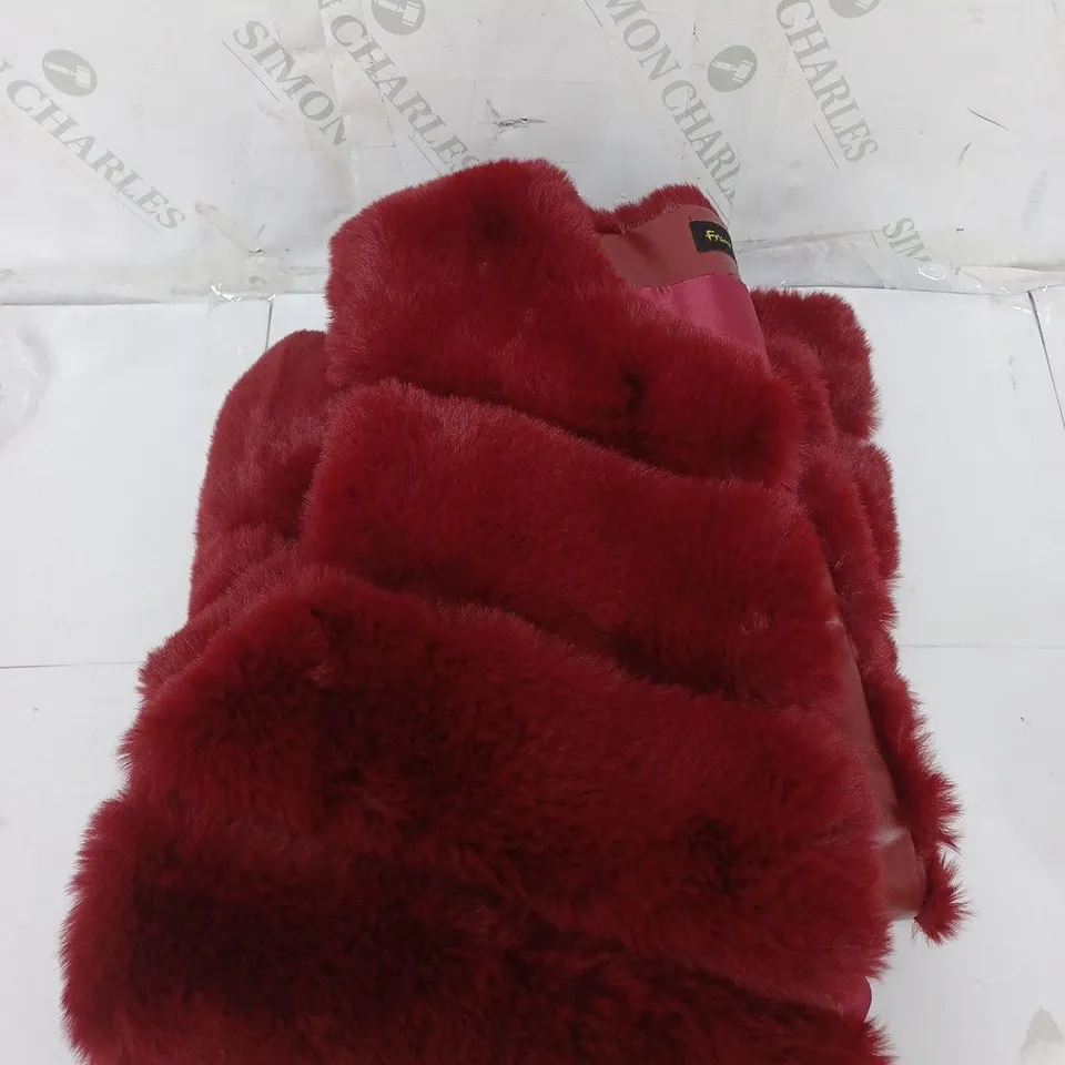 FRANK USHER FAUX FUR GILET IN DARK RED SIZE M 