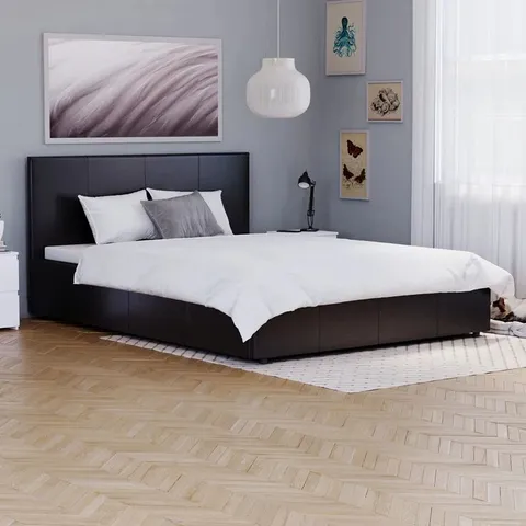BOXED WILNA BLACK UPHOLSTERED OTTOMAN BED SMALL DOUBLE SIZE (3 BOXES)