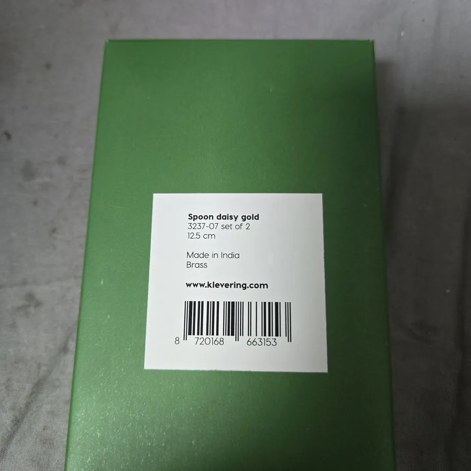 2 X KLEVERING SPOON DAISY GOLD – BRASS, SET OF 2, 12.5 CM