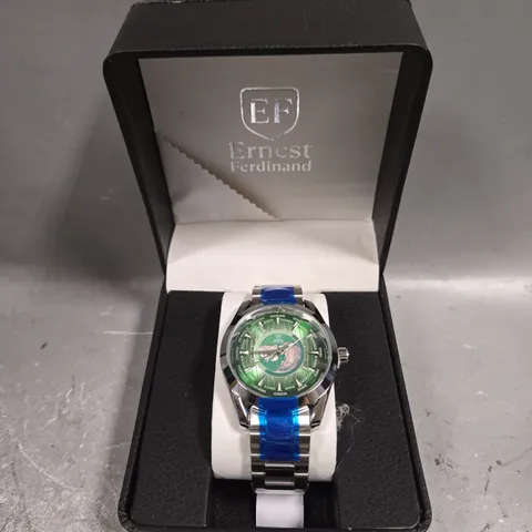 MENS ERNEST FERDINAND WATCH – GLOBAL DIAL – STAINLESS STEEL STRAP