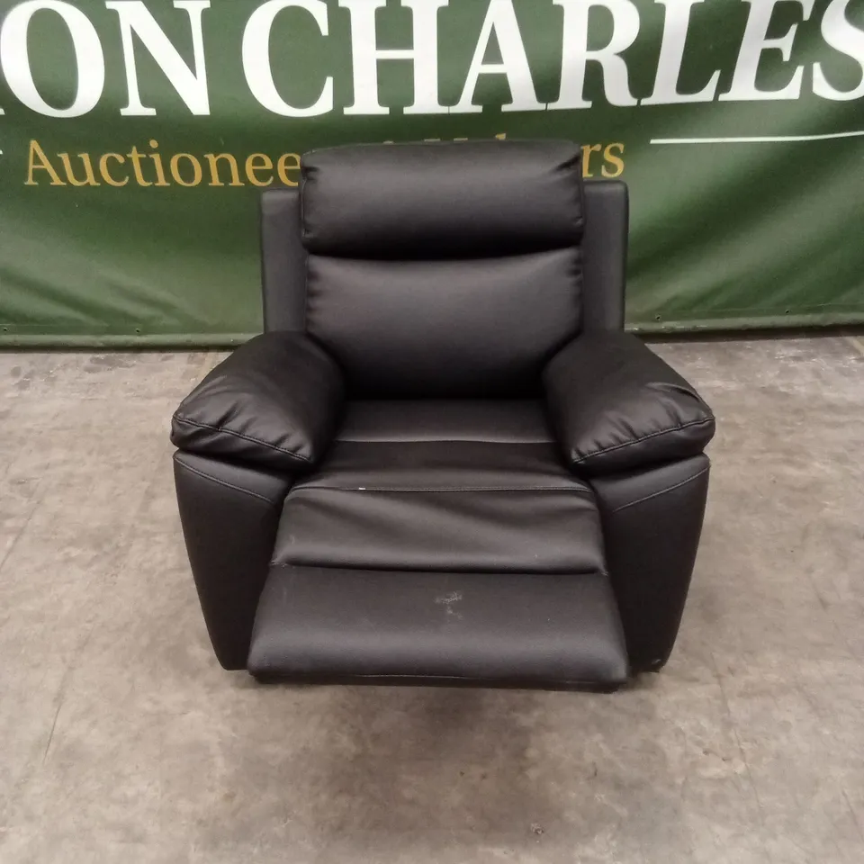 EDISON LUXURY FAUX LEATHER MANUAL RECLINER ARMCHAIR - BLACK RRP £499