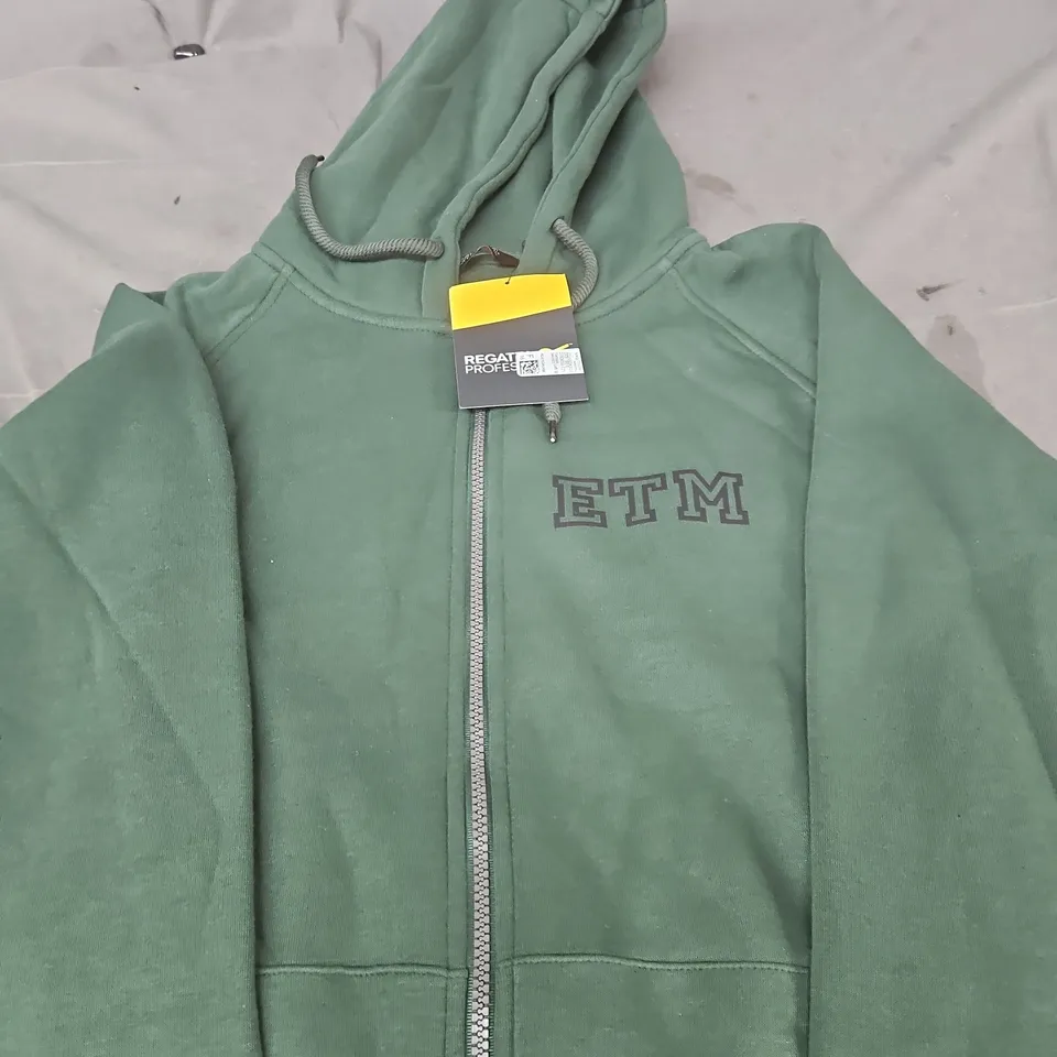 REGATTA PROFESSIONAL GREEN ZIP-UP HOODIE WITH ETM LOGO SIZE M