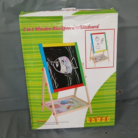 BOXED 2 IN 1 WOODEN BLACKBOARD / WHITEBOARD