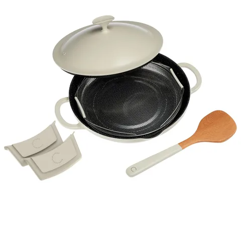 CURTIS STONE 3L ALL DAY CHEF'S PAN WITH SILICONE HANDLE COVERS - CREAM 