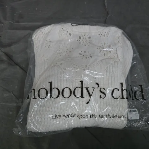 BAGGED NOBODYS CHILD BRODERIE YOKE NTJ JUMPER IN WHITE - UK SMALL