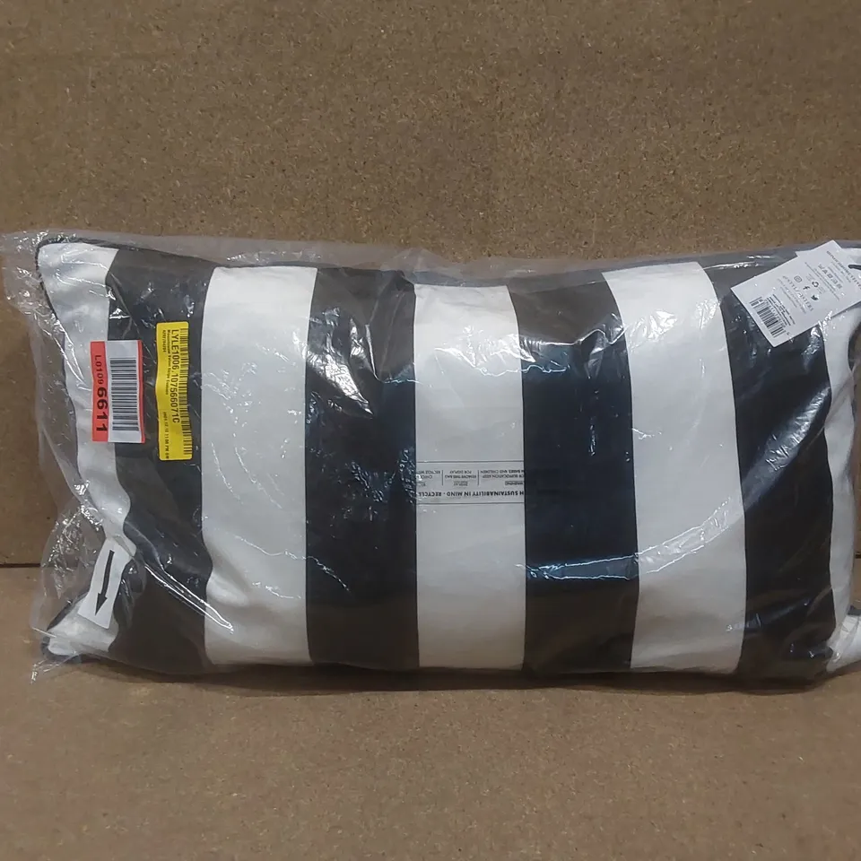 BAGGED MONOCHROME VELVET STRIPE CUSHION