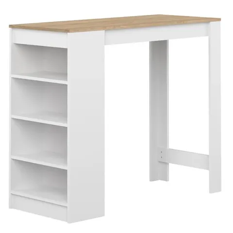 BOXED NEVILLE 115cm DINING TABLE WHITE/OAK (1 BOX)