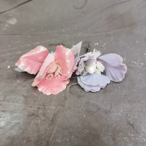 BOX OF 20 X 24 GISELA GRAHAM PINK/LILAC FROSTED DECORATIONS WITH CLIP
