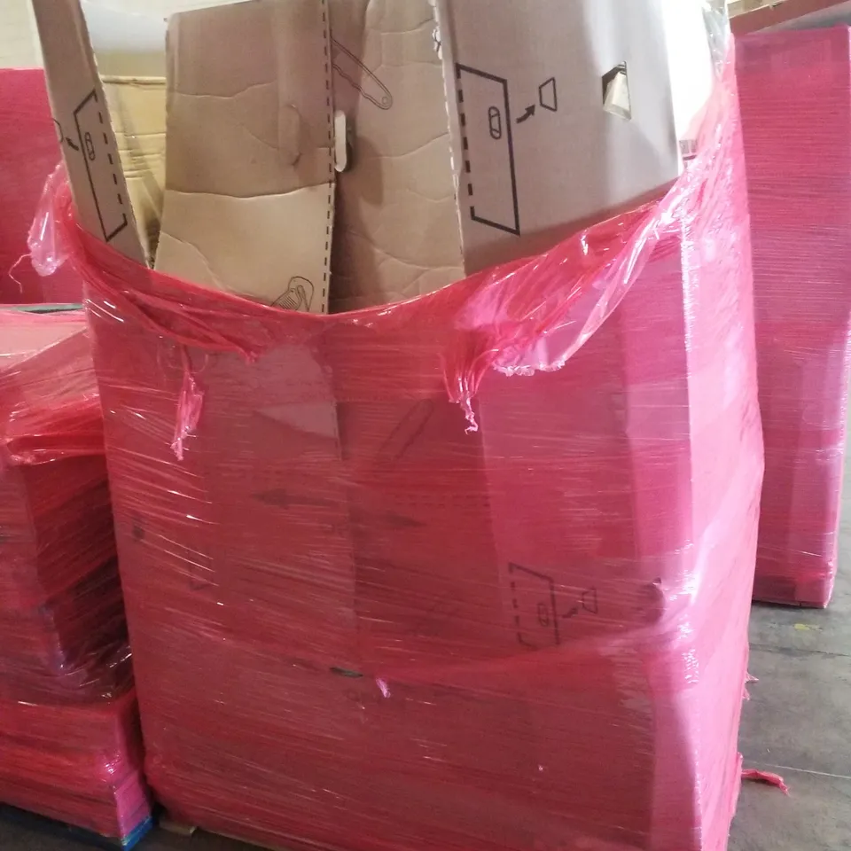 PALLET CONTAINING ASSORTED PRODUCTS INCLUDING GREEN CHRISTMAS TREE, MULTIFUNCTIONAL FOLDING TABLE, DOOR BRACE, TELESCOPIC ROD & GLASS ALKALINE WATER COUNTERTOP UNIT