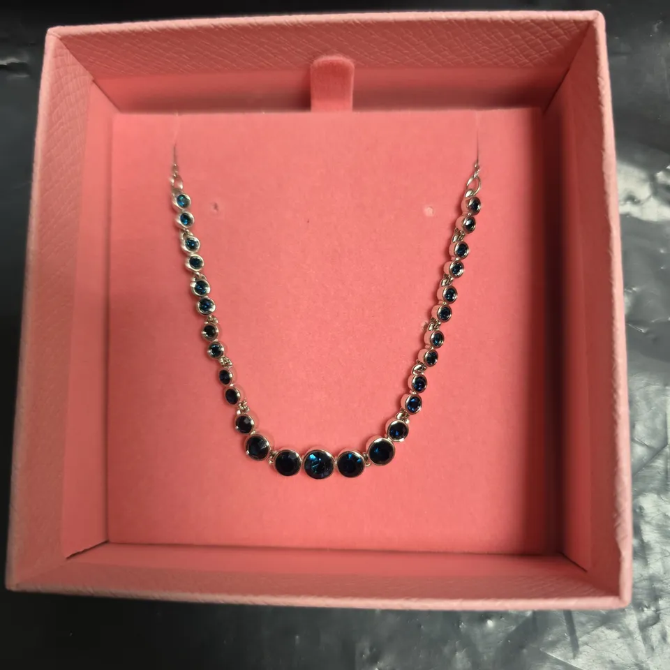 SWAROVSKI BLUE STONE NECKLACE IN SILVER-TONE SETTING