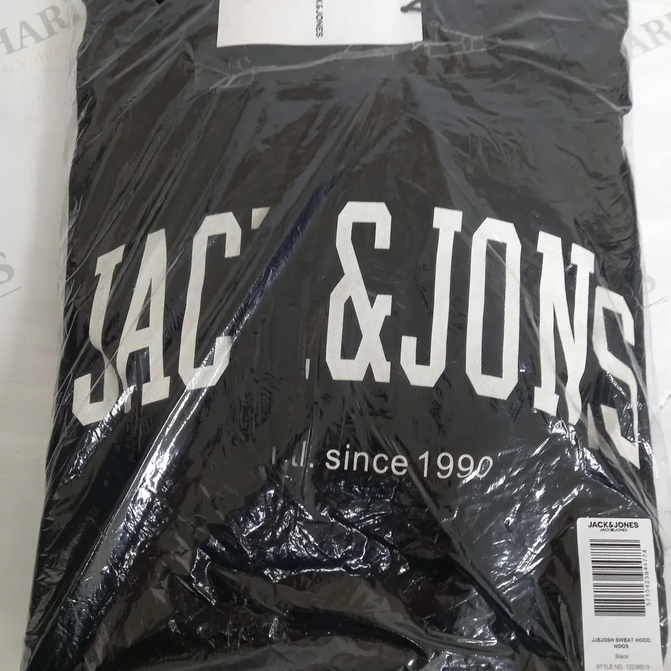 JACK & JONES SWEAT HOODIE IN BLACK - EU MEDIUM