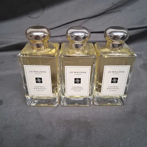 THREE BOTTLES OF JO MALONE LONDON LIME BASIL AND MANDARIN COLOGNE 100ML