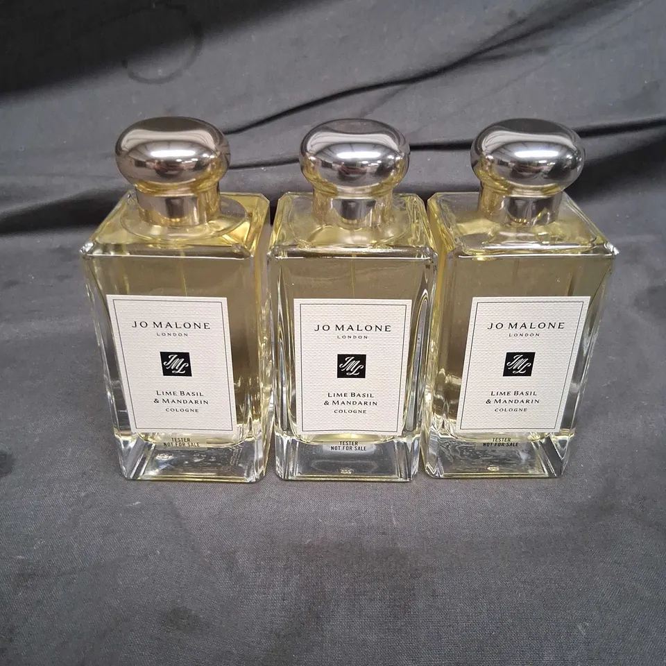 THREE BOTTLES OF JO MALONE LONDON LIME BASIL AND MANDARIN COLOGNE 100ML