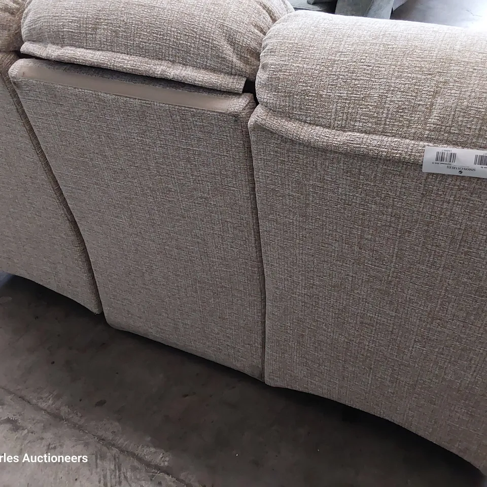 QUALITY BRITISH DESIGNER G PLAN NEWMARKET POWER RECLINING THREE SEATER SOFA LOOM CLAY FABRIC 
