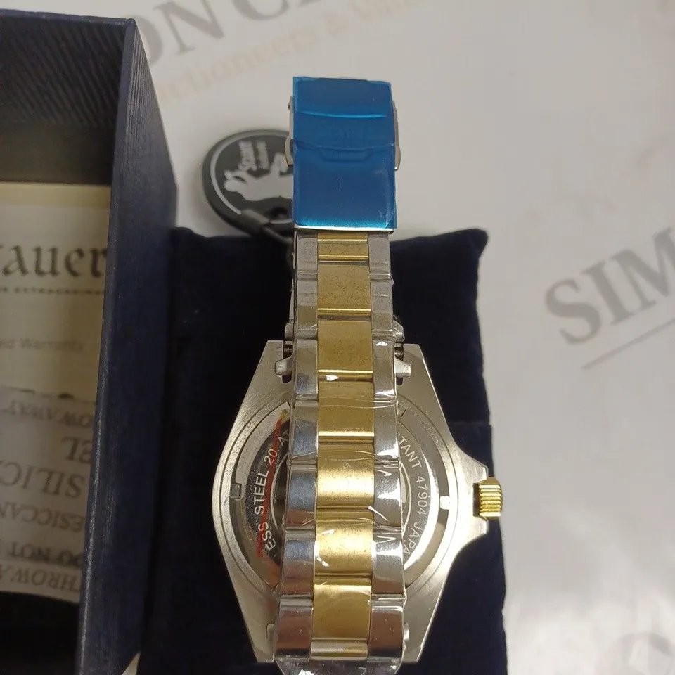 BOXED STAUER GENTS TIGER SHARK DIVE WATCH STAINLESS STEEL - RED & BLUE