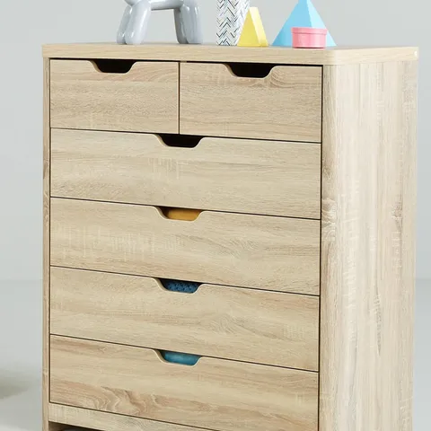 BOXED GRADE 1 ASPEN OAK-EFFECT 4+2 DRAWER CHEST (1 BOX)