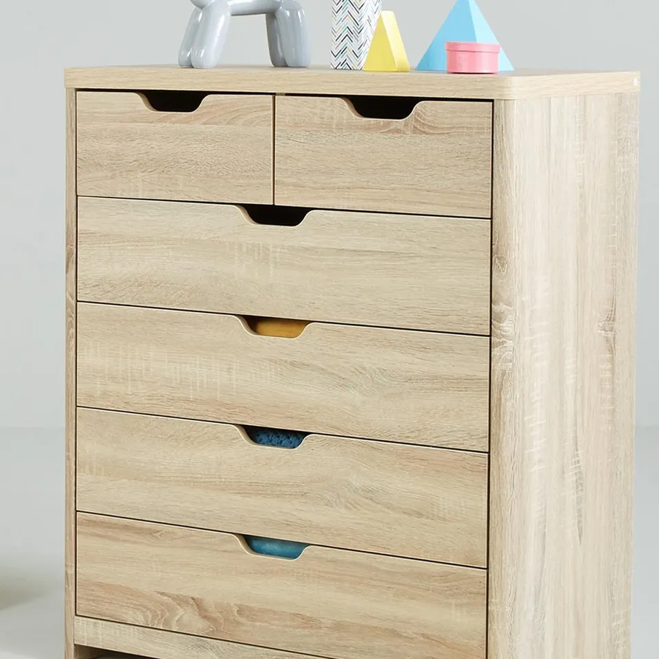 BOXED GRADE 1 ASPEN OAK-EFFECT 4+2 DRAWER CHEST (1 BOX) RRP £159.99