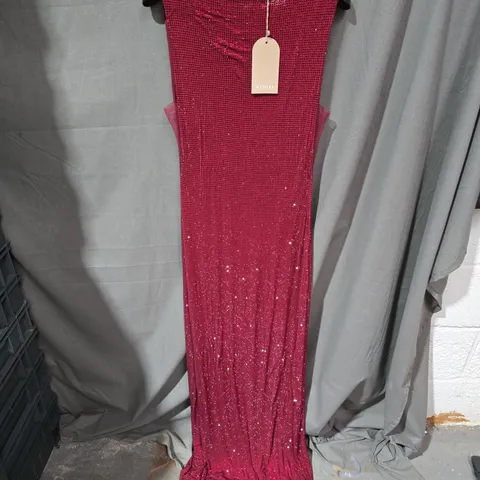 MESHKI MAGNOLIA SLEEVELESS DIAMANTE MAXI DRESS IN WINE RED - MEDIUM