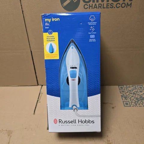 RUSSELL HOBBS MY IRON BLUE CERAMIC NON STICK SOLEPLATE BOXED