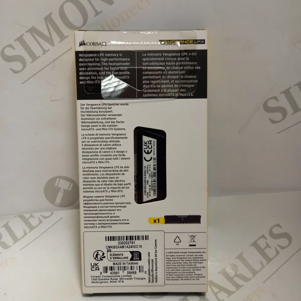SEALED CORSAIR VENGEANCE LPX DDR4 8GB RAM