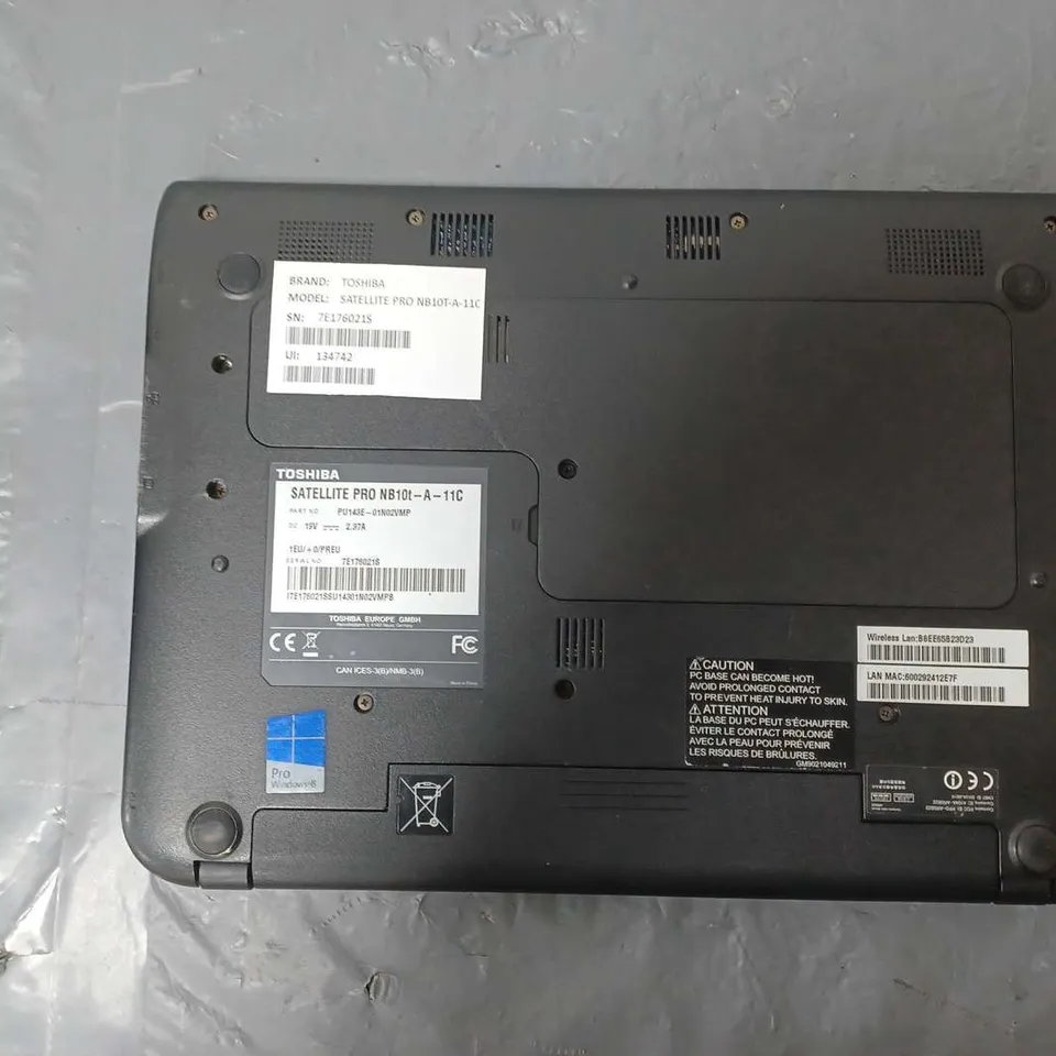 TOSHIBA SATELLITE PRO NB10T-A-11C 11 INCH	CELERON N2810 2.00GHZ