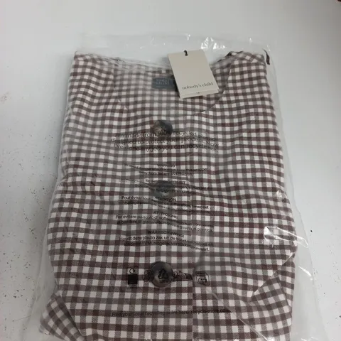NOBODY'S CHILD BROWN & WHITE GINGHAM DRESS – UK 14 
