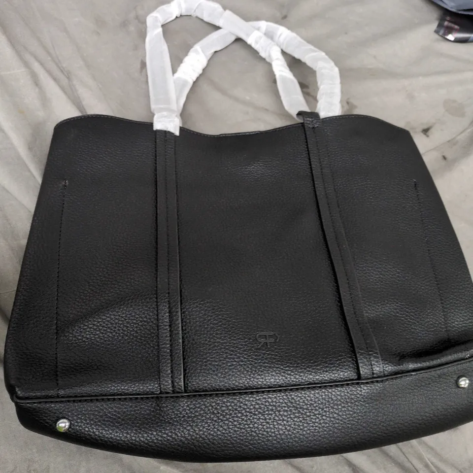 PARFOIS BLACK PEBBLED LEATHER TOTE BAG WITH ZEBRA ROUND COIN PURSE – SIZE L